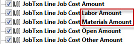 QQube Job Cost Actual Cost Fields